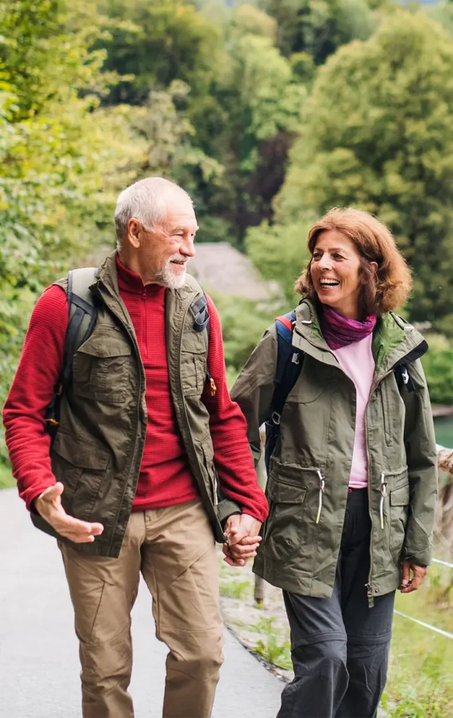 retirees walking outdoors together successful retirement future